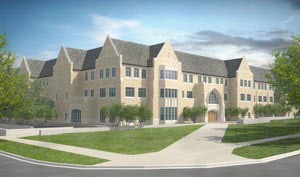 The student center will have two primary entrances; this is the one that faces Summit Avenue. 