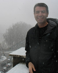Thanos Zyngas, director of St. Thomas' campus in Rome, is clearly homesick for Minnesota snow. Well, maybe.