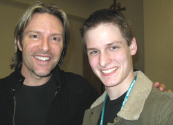 Richard Shallbetter, right, met acclaimed composer Eric Whitacre last March. Whitacre was performing at Orchestra Hall in Minneapols.