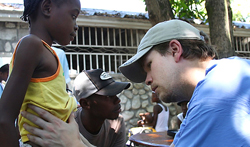 Joshua White in Haiti, helping earthquake survivors.