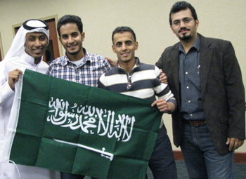 Ahmad Alkhathami, second from right, is president of the university's Saudi Club.
