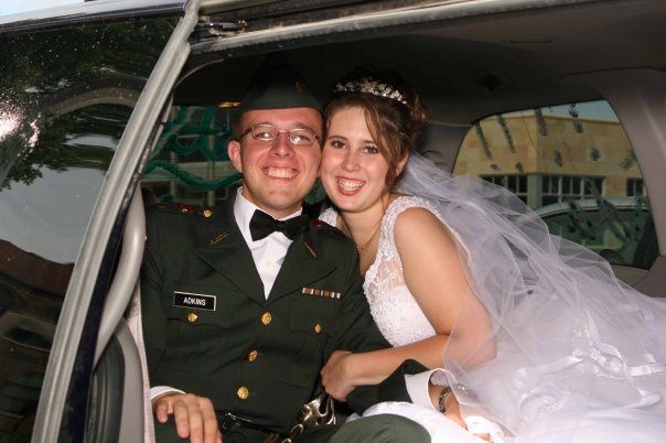 Scott and Amanda Adkins on their wedding day, Aug. 9, 2008.