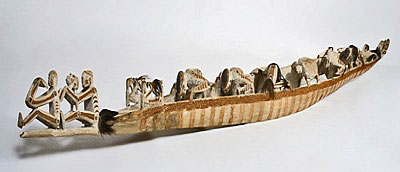 A spirit canoe, or wuramon, is among the largest carvings the collection of the American Museum of Asmat Art.