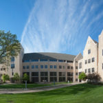 The Frey Science and Engineering Center, with Owens Science Hall on the left, and O'Shaughnessy Science Hall on the right.  This photograph was taken on May 18, 2011 and is a composite created from several images utilizing Photoshop software.