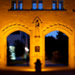 The Arches are shown at night through a tilt-shift lens (which causes the out-of-focus effect) October 1, 2011.