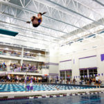Katie Becker dives Dec. 7, 2012 during the St. Thomas Invite at the Anderson Athletic and Recreation Complex Aquatic Center. (Photo by Mike Ekern '02)