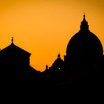 Saint Peter's Basilica is seen in silhouette on Feb. 28 in Rome, Italy. The Catholic Studies program, which has a study abroad program in Rome, celebrated its 20th anniversary this year. (Photo by Mark Brown)