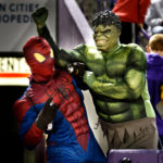 The Hulk and Spiderman fight for their favorite teams. (Photo by Mike Ekern '02)