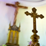 A cross on the altar of the Bernardi Chapel.  (Mike Ekern/University of St. Thomas)