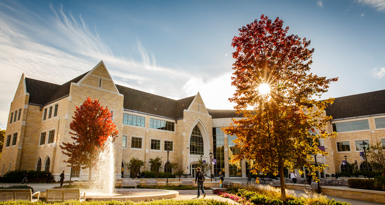 The Anderson Student Center surrounded by the colors of fall. (Photo by Mark Brown)