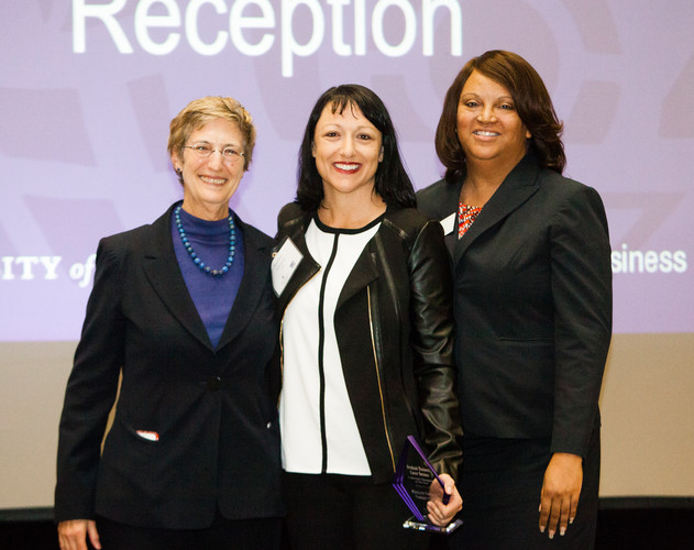 Raelyn TrendeTarget Corporation accepts Corporate Champion of the Year award with Dean Lenway on left and Linda Sloan.