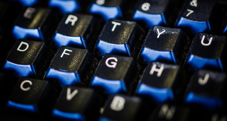 A close up of a computer keyboard is shown during a Computer and Information Science class October 15, 2014 in O'Shaughnessy Science Hall.