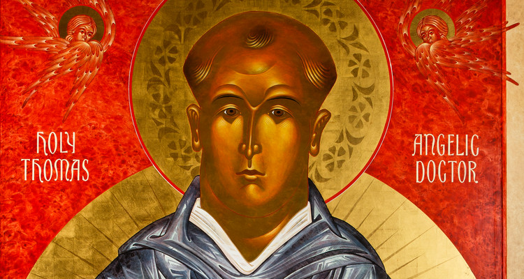 An icon artwork of St. Thomas Aquinas is pictured.