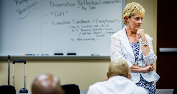 Terri Vandercook lectures during her College of Education, Leadership and Counseling special education class July 17, 2014 in McNeely Hall.
