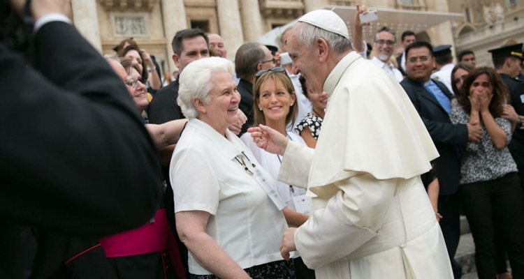 St. Thomas' Katarina Schuth met Pope Francis on Sept. 5 in Rome.