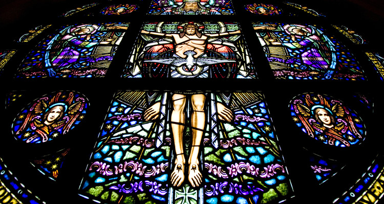 Stained glass window in Chapel of St. Thomas Aquinas. Taken August 7, 2007.