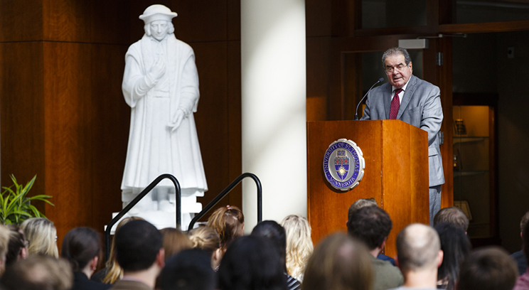Supreme Court Justice Antonin Scalia at the University of St. Thomas School of Law on October 20, 2015.