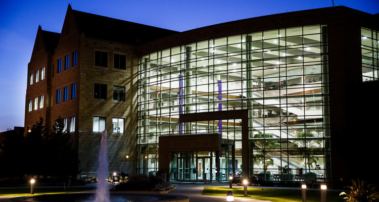 The School of Law is shown at dusk on the Minneapolis campus October 5, 2015.