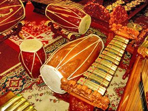 Gamelan percussion instruments.