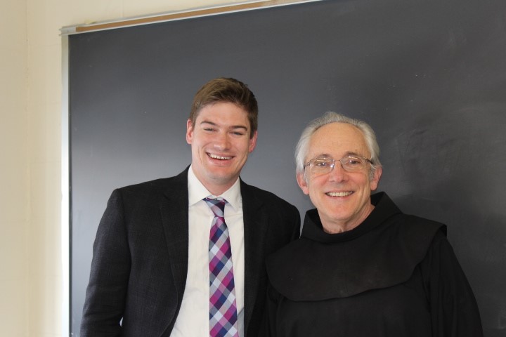 John Lane '12 with teaching colleague Brother Vincent, OSF, of the Franciscan Brothers of Brooklyn.