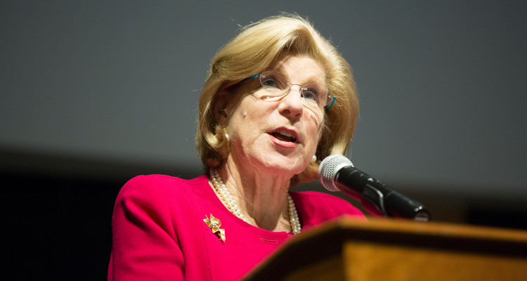 Nina Totenberg, legal affairs correspondent for National Public Radio, speaks in the O'Shaughnessy Educational Center auditorium on March 2, 2017 in St. Paul. The Luann Dummer Center for Women sponsored the Totenberg speech as part of Women's History Month.