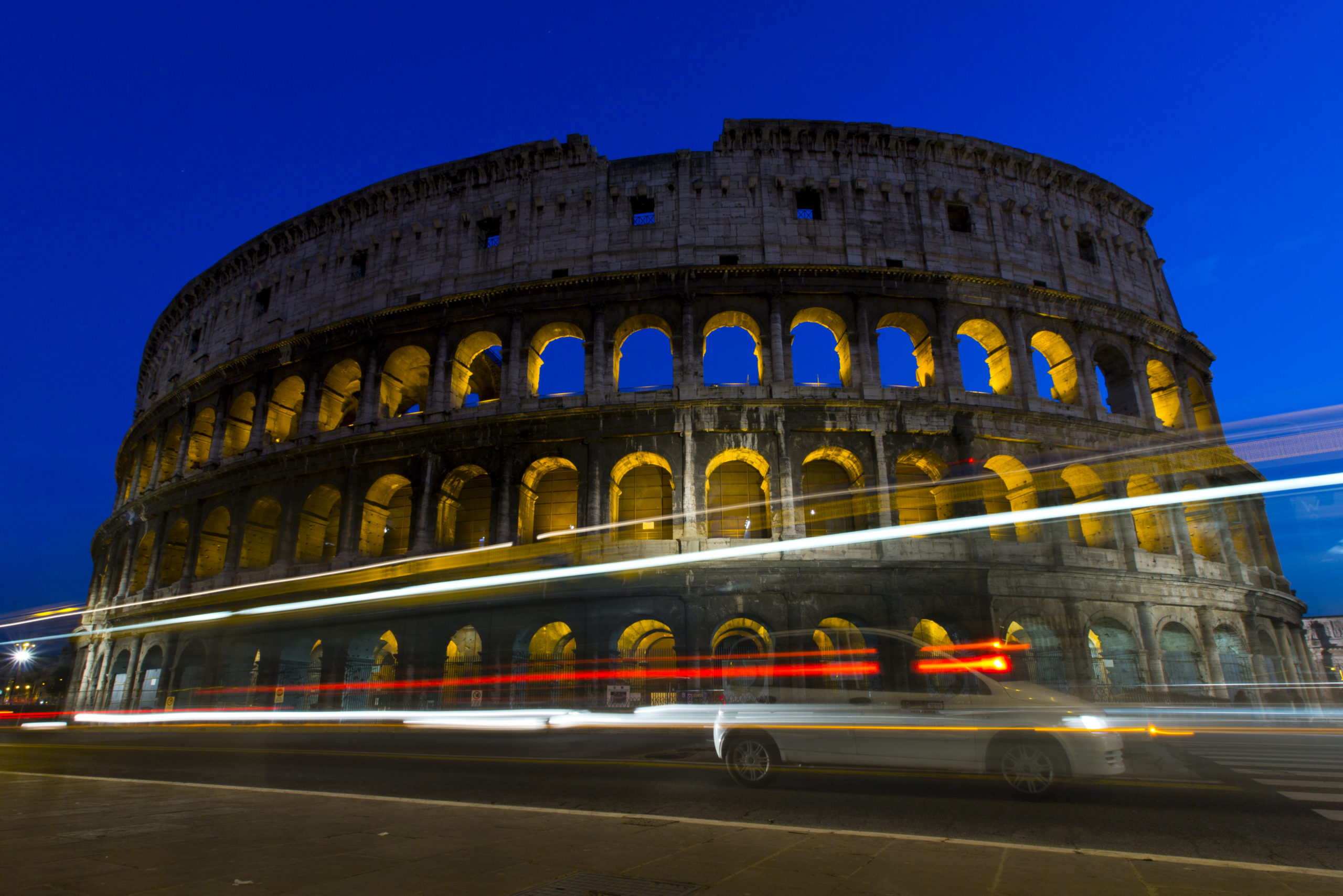 The Coliseum is seen in Rome, Italy, at dusk on the evening of February 26, 2013.