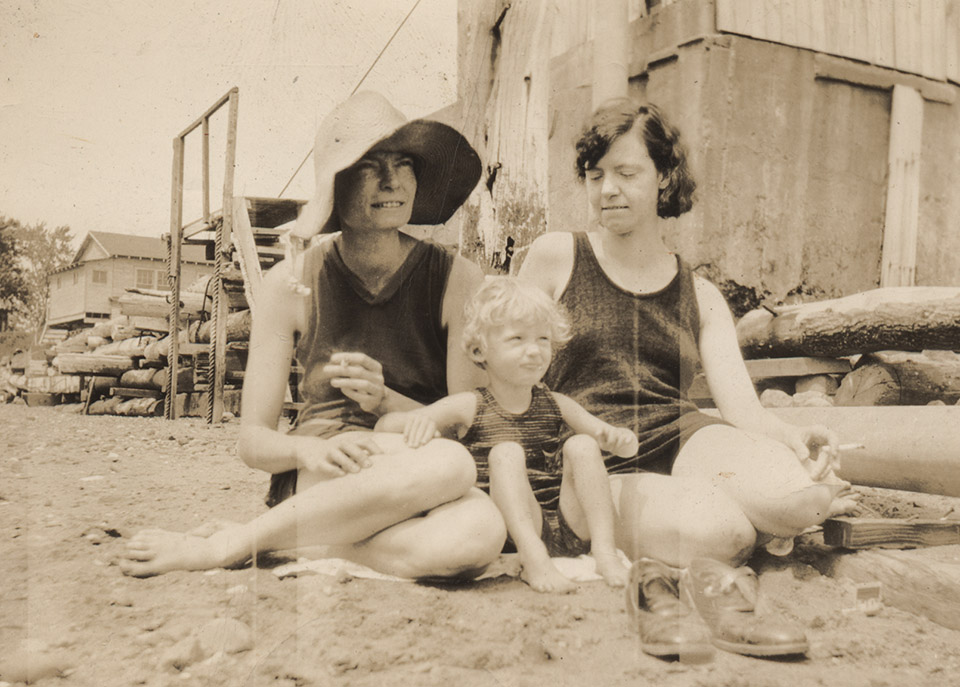 Dorothy Day (left) at the beach with her daughter, Tamar (center), and her sister, Della. Photo Courtesy of Marquette University Archives.
