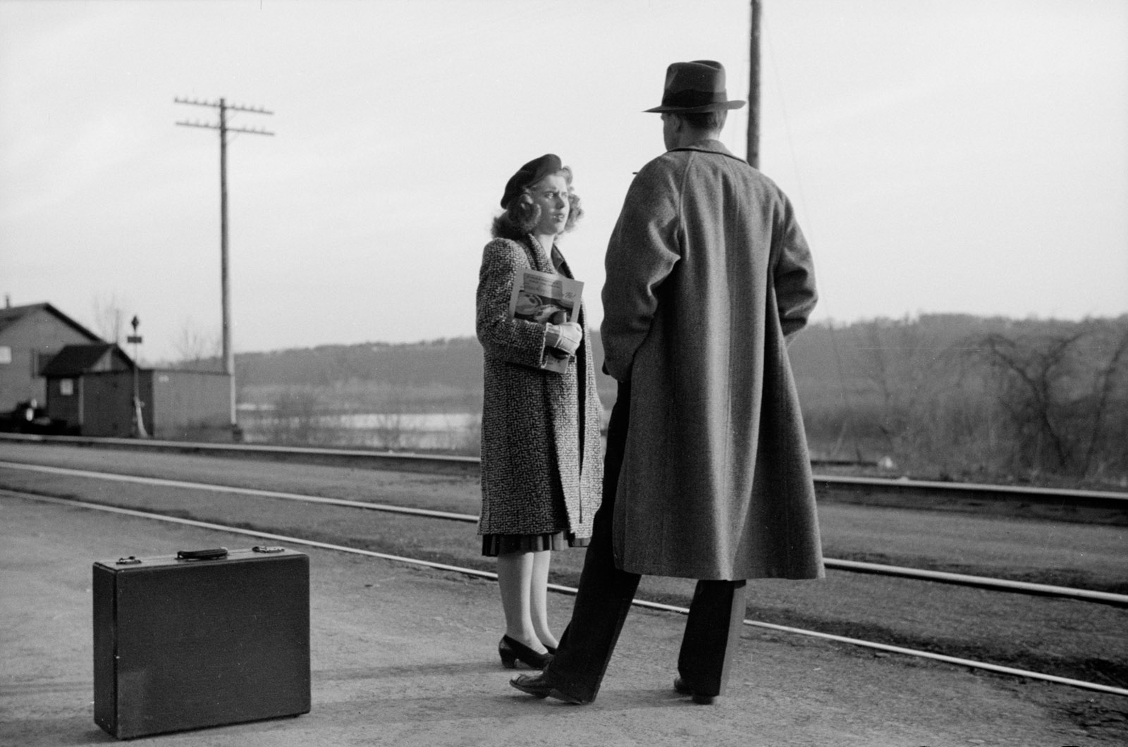 Waiting for the train to Minneapolis, East Dubuque, Illinois, April 1940