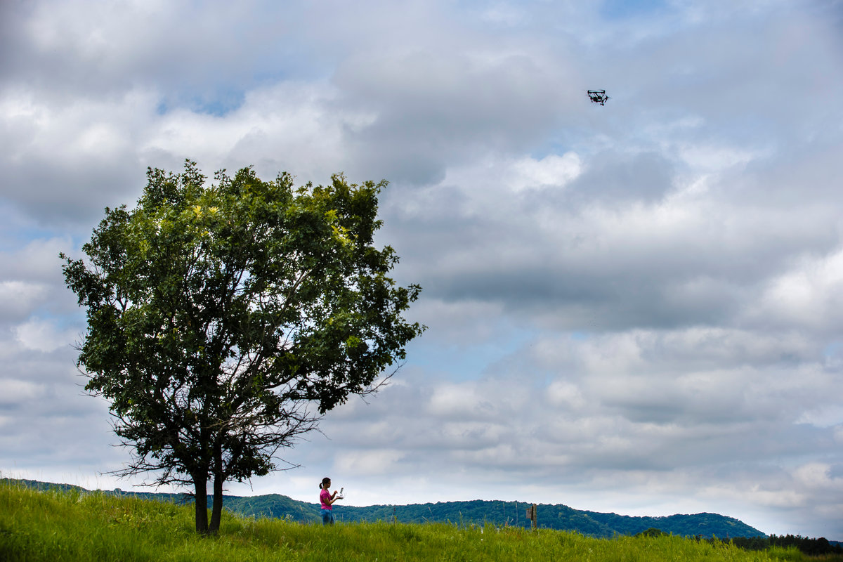 Emma Rinn flies a drone