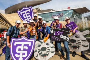 Caruso's Crew gets fans excited excited on the Target Field plaza before Tommie-Johnnie.