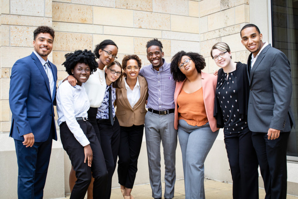 Excel Scholars pose for a group photo after their presentations in McNeely Hall on July 26, 2018 in St. Paul.