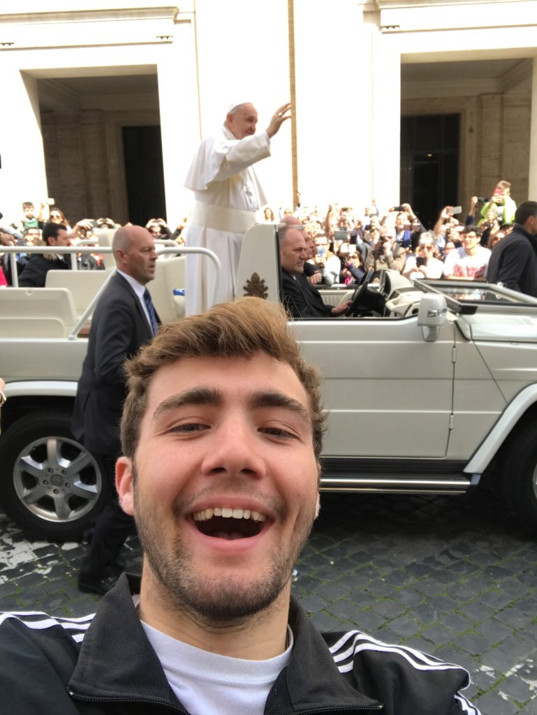 Over Holy Week, I travelled to Rome, Italy to celebrate Easter with the Pope and I was lucky enough to take this selfie with him!