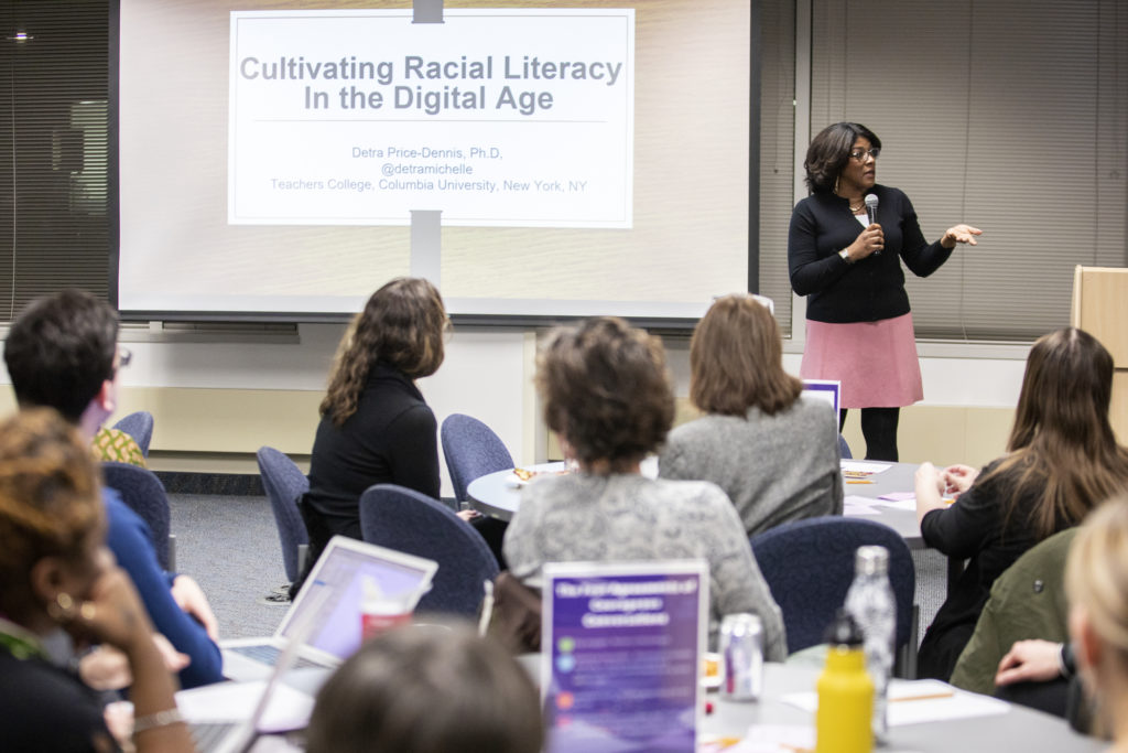 Dr. Detra Price-Dennis, an award-winning researcher at Columbia University; lead a discussion on the topic of “Cultivating Racial Literacy in the Digital Age" as part of the School of Education's Dean's Forum on Jan. 23, 2019 at Opus Hall.