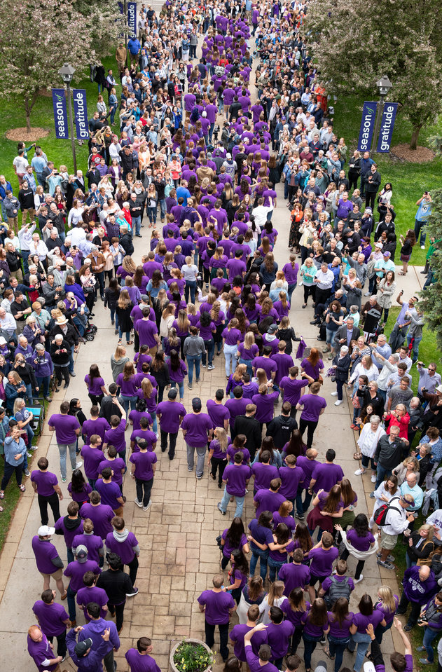 Graduating seniors March Through The Arches the day before their graduation on May 24, 2019 in St. Paul.