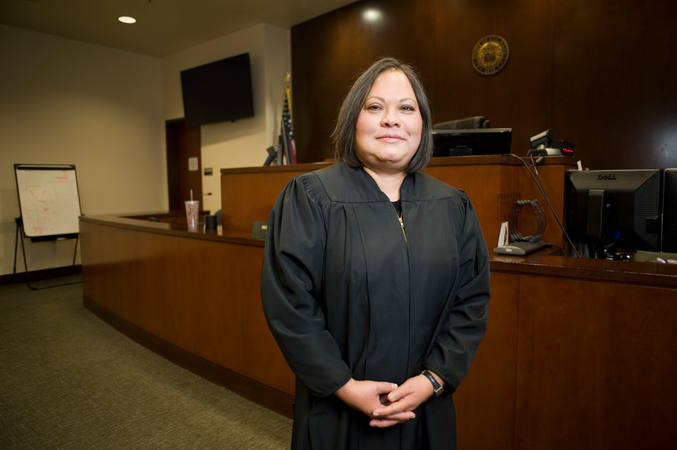 Portrait of School of Law graduate Judge Mariana Vielma '05. Vielma was recently named a Judge in Adams County, Colorado. Photo credit: Brooks Canaday