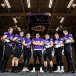 Members of the St. Thomas Football team during a marketing photoshoot.