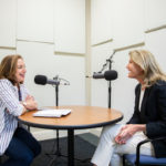 Allison Kaplan, Editor in Chief of Twin Cities Business Magazine, interviews Chris Plantan, founder of Russell And Hazel, during a recording of the podcast, By All Means.