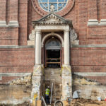 A view of the Chapel of St. Thomas Aquinas during renovations and work on the Iversen Center for Faith.