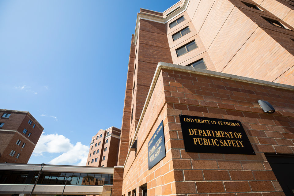 The exterior of the University of St. Thomas’ Department of Public Safety office and dispatch center, located in Morrison Hall on the St. Paul campus.