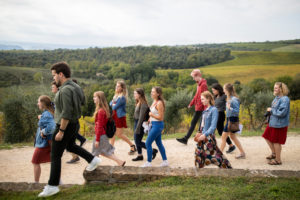 Students in the University of St. Thomas’ College of Arts and Sciences study abroad program in Rome, Italy, go on a guided tour of Decugnano dei Barbi, a vineyard and winery, during a weekend group excursion on Oct. 20, 2019.