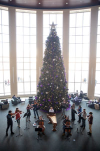 Members of the St. Thomas String Ensemble perform in the Anderson Student Center. Mark Brown/University of St. Thomas