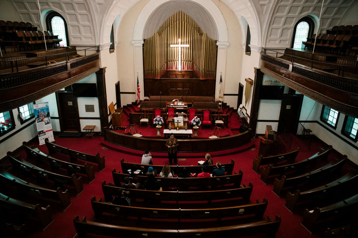 Students soaked up history at the Brown Chapel AME Baptist Church in Selma, Alabama. The church was a starting point for the Selma to Montgomery marches in 1965.
