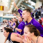 Lucas Manke cheers for his teammates during the men's and women's MIAC swimming and diving championship at the U of M Aquatic Center. Liam James Doyle/University of St. Thomas