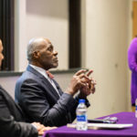 Justice Alan Page speaks in the Thornton Auditorium during a Dean's Forum hosted by the School of Education. Liam James Doyle/University of St. Thomas