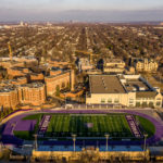 A drone view of O’Shaughnessy Stadium and Palmer Field and the St. Paul campus. Mark Brown/University of St. Thomas
