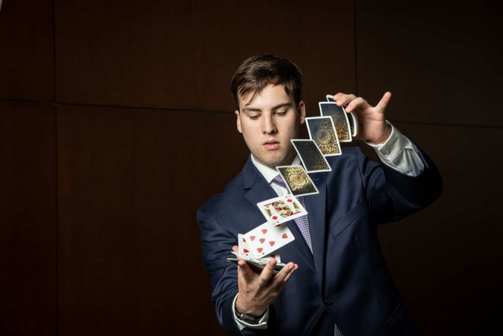 Mechanical Engineering major Patrick Roche landed an internship during his freshman year with a world-renowned magician, assisting during shows in New York City. He was photographed for a Newsroom story in the Anderson Student Center on July 17, 2020, in St. Paul.