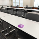 A classroom in Murray Herrick Campus Center is set up for social distancing with space between seats. Mark Brown/University of St. Thomas