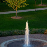 Harpole Fountain on Monahan Plaza on a beautiful summer night on July 29, 2020. Mark Brown/University of St. Thomas