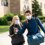 Students wear masks while heading to class on the St. Paul campus. Mark Brown/University of St. Thomas
