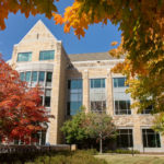 A view of Schulze Hall surrounded by fall colors on the Minneapolis campus. Liam James Doyle/University of St. Thomas